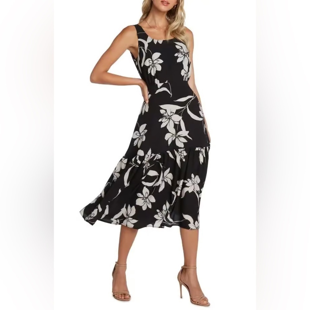Willow Anthropologie Kate Floral Print Open Back Midi Dress Size Large N… - Picture 2 of 12